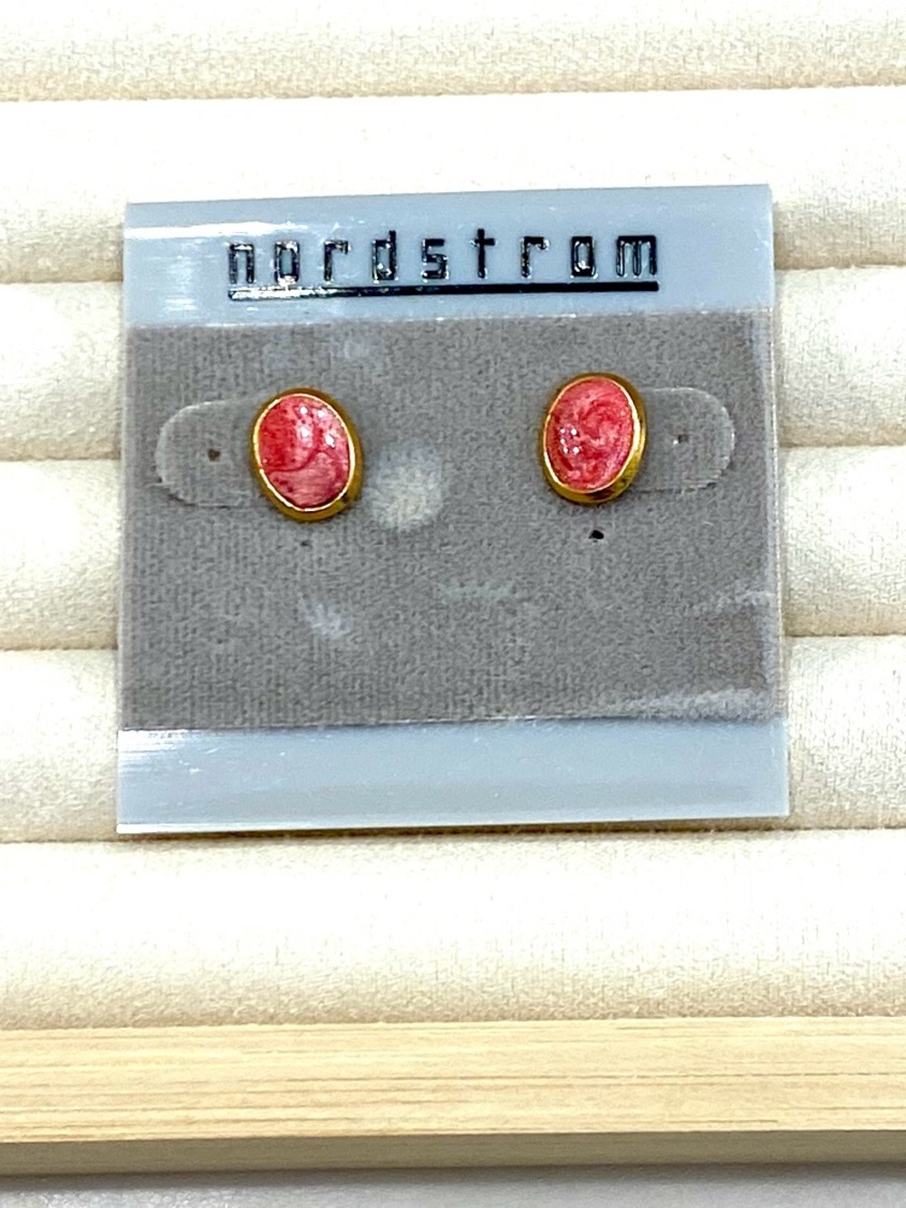 Vintage Nordstrom Pink Stone Oval Stud Earrings